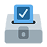 A blue box with a check mark on it.