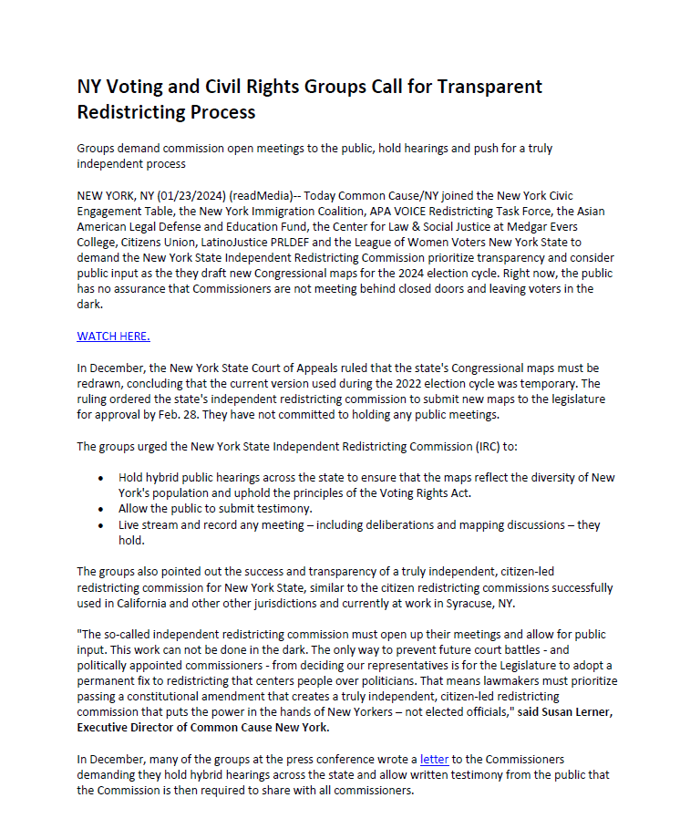 Voting and civil rights group for redistricting process.